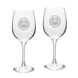 Jardine - Yale Bulldogs 2-Piece 16oz. Traditional White Wine Glass Set - Multicolor