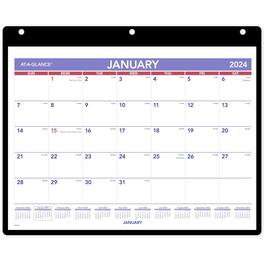 AT-A-GLANCE - Monthly Desk Wall Calendar with Plastic Backboard and Bonus Pages 11 x 8 White Violet Red Sheets 12 Month Jan Dec 2026