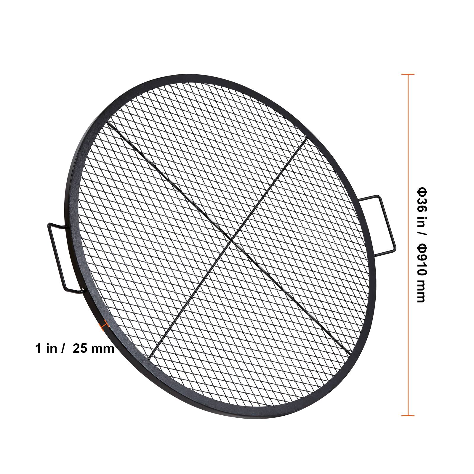 Alt View 4. VEVOR - X-Marks Fire Pit Grill Grate,Round Cooking Grate,Heavy Duty Steel Campfire BBQ Grill Grid with Handle and Support X Wire - Black.