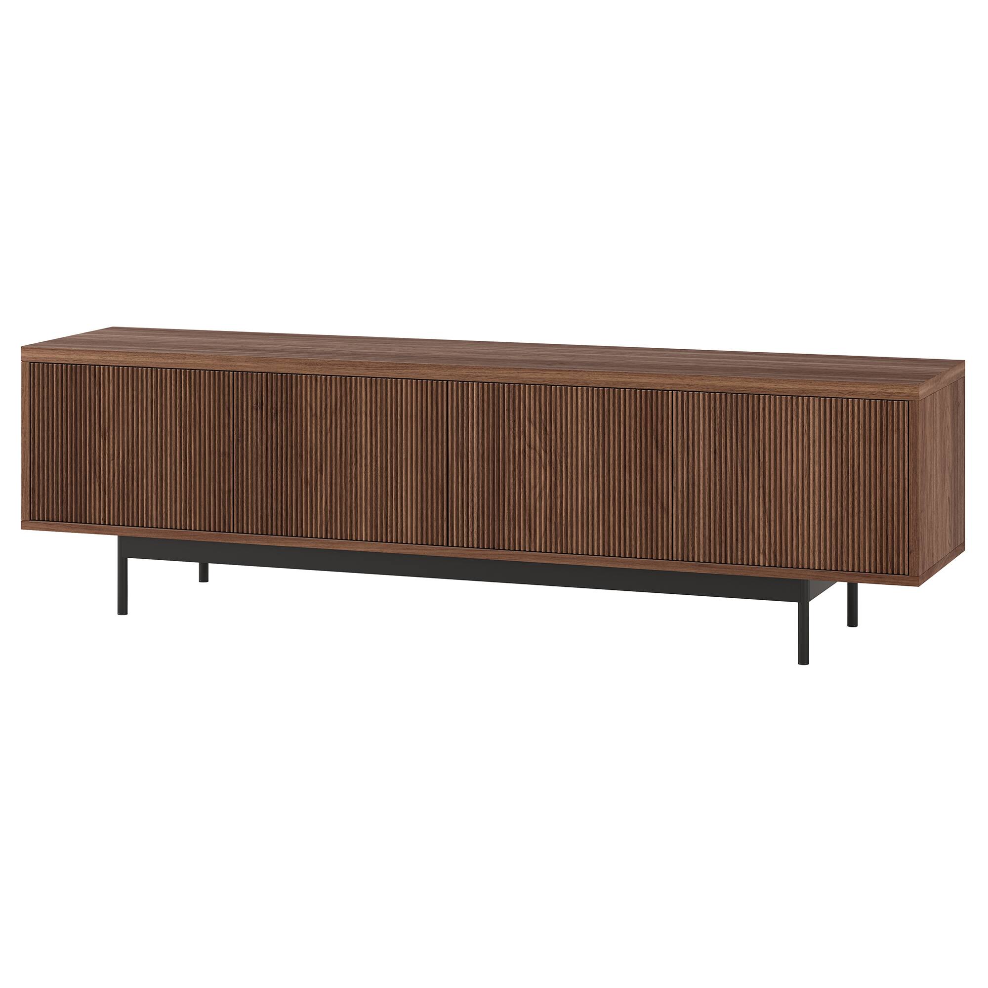 Left. Hudson&Canal - Whitman Rectangular Fluted TV Stand for TV's up to 75" in Satin Walnut - Satin Walnut.