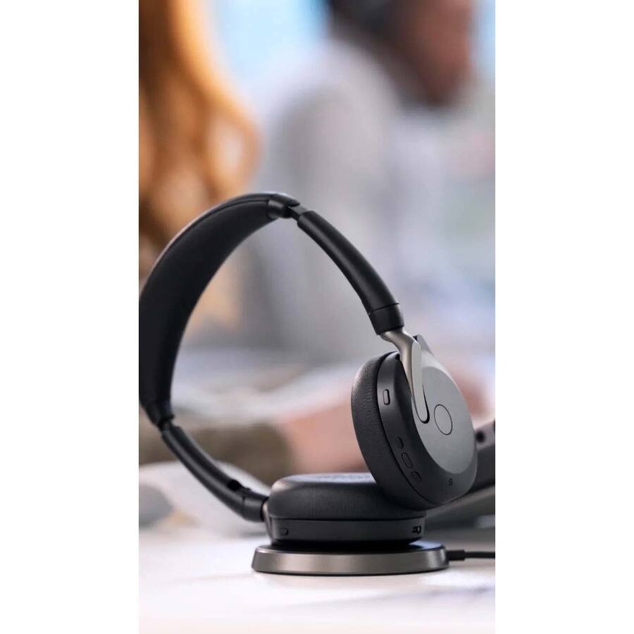Alt View 3. Jabra - Jabra Evolve2 65 Flex Headset - Stereo - Wireless - Bluetooth - 98.4 ft - 20 Hz to 20 kHz - On-ear - Binaural - Blue.