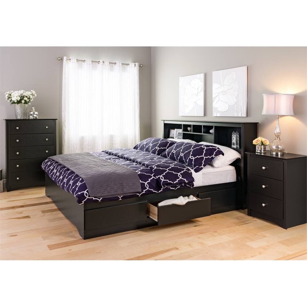 Alt View 1. Prepac - Sonoma 3-drawer Tall Nightstand, Black - Black.
