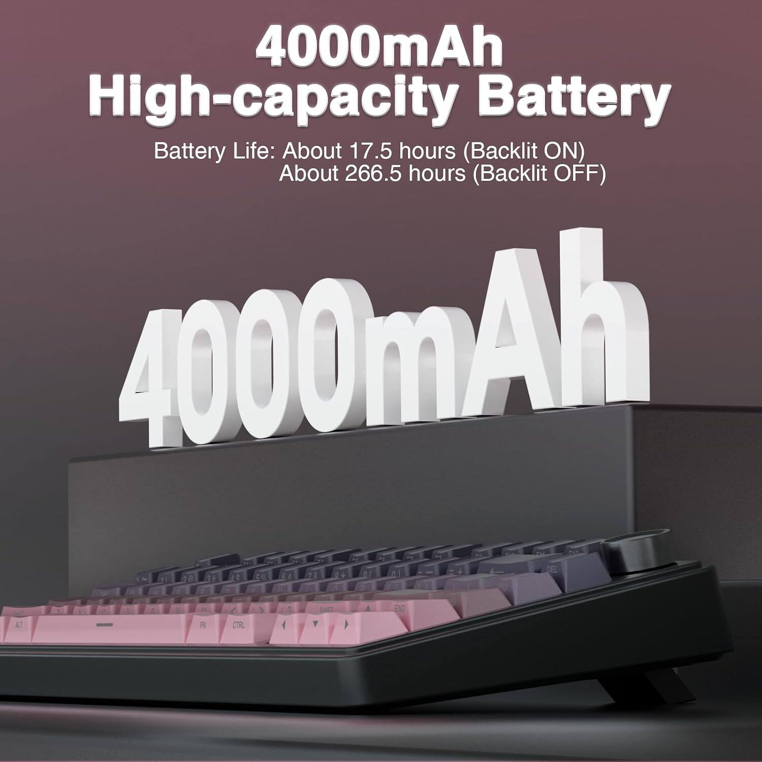 4000mAh High-capacity Battery  
Battery Life: About 17.5 hours (Backlit ON)  
About 266.5 hours (Backlit OFF)  
4000mAh