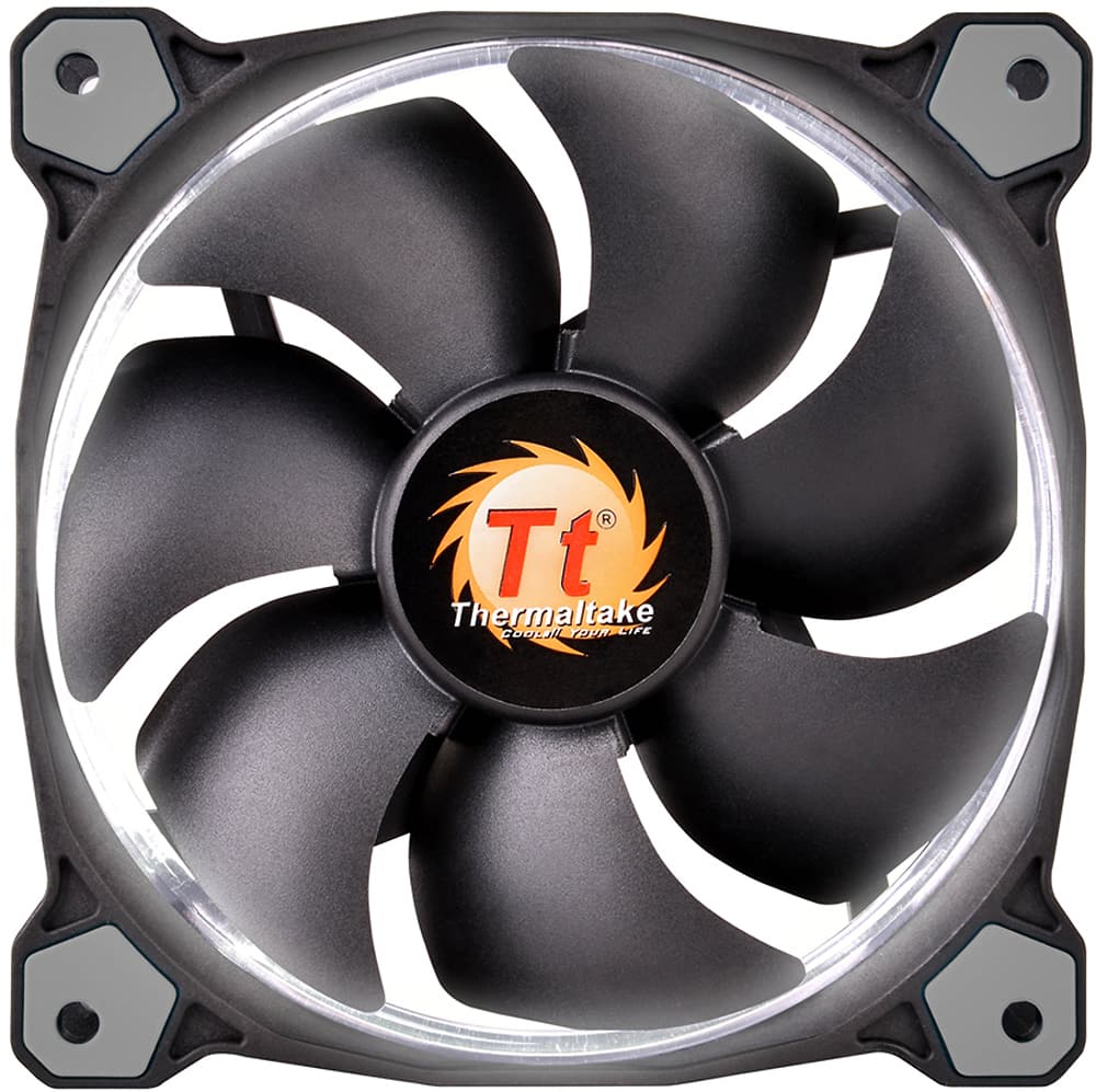 Front. Thermaltake - Riing 12 LED 120mm Radiator Cooling Fan - White.