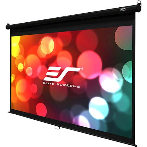 Left View: Elite Screens - Manual Series 120" Pull-Down Projector Screen - Black