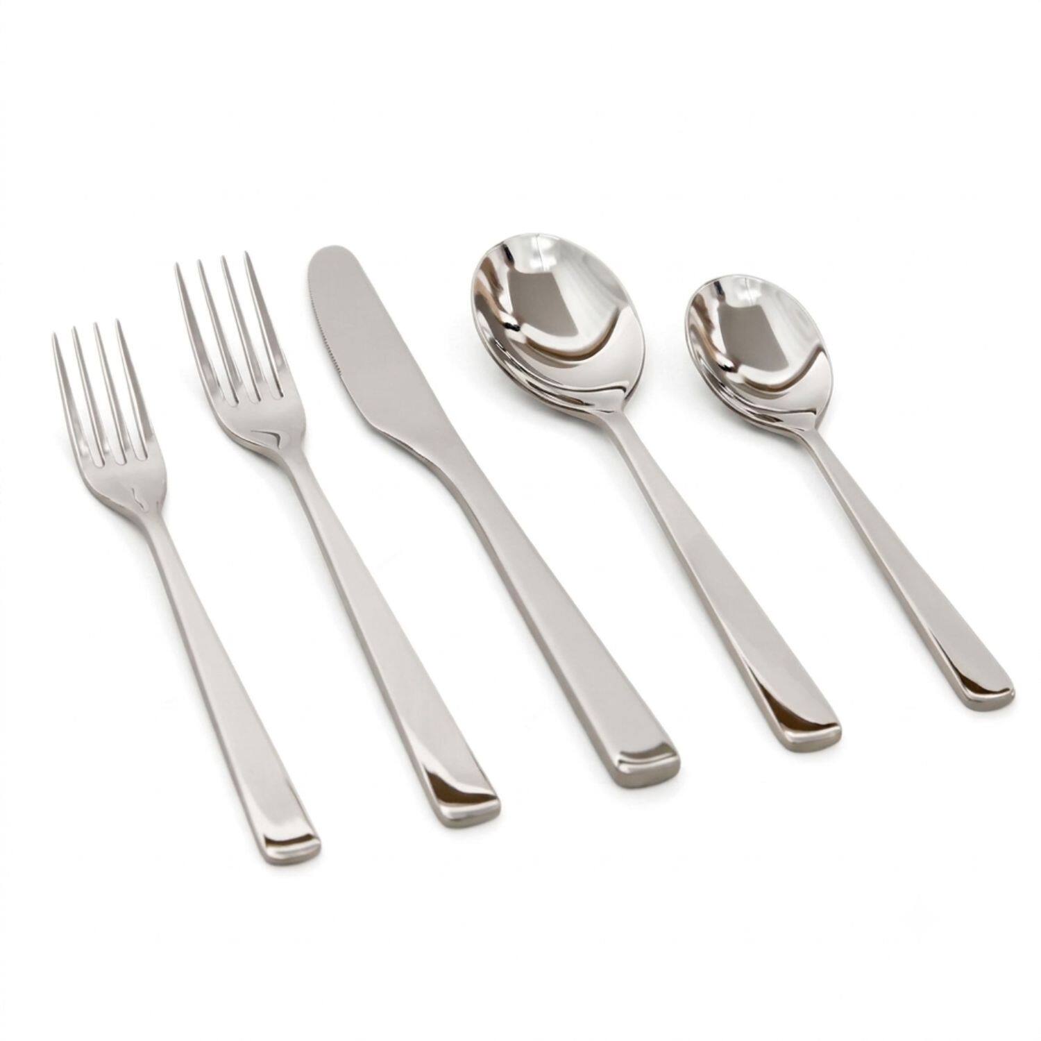 Angle. Zulay Kitchen - Zulay Kitchen 20 Piece Set Flatware (4 table settings) - Polished Silver.