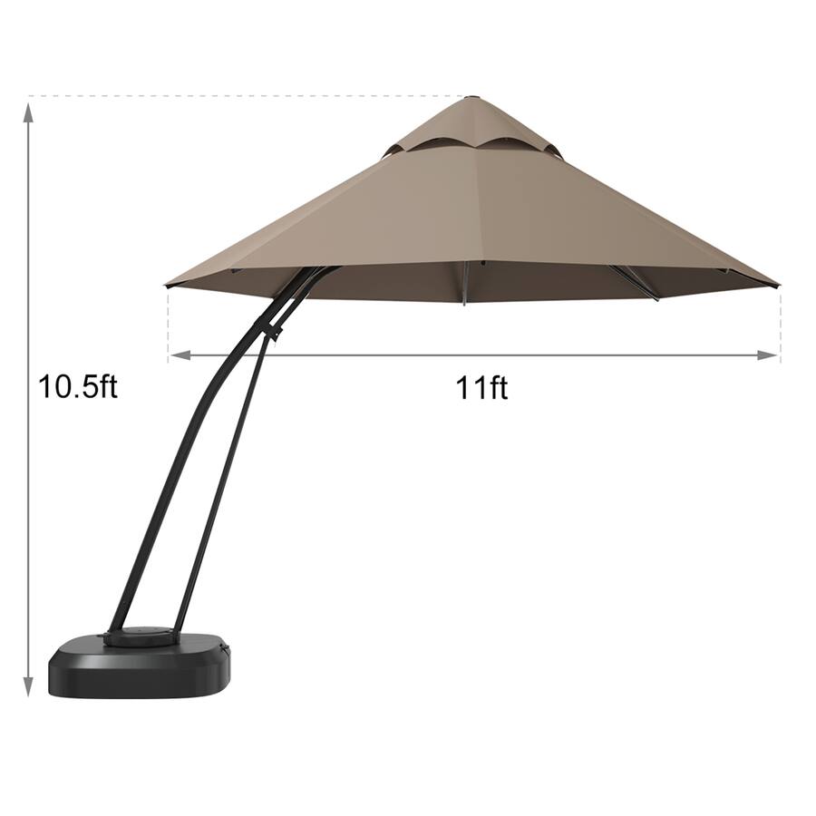 Gymax 11ft Patio Cantilever Hand Push Offset Hanging Umbrella w/ Wheels ...