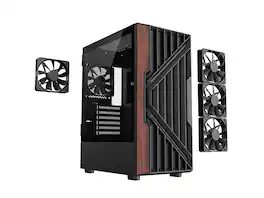 DIYPC - DIY-G18-WD Black USB3.0/Type C ATX Mid Tower Gaming Case w/ Tempered Glass & Walnut Wood Front, 4x120mm PWM Fans - Black