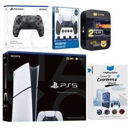 Playstation 5 Slim Digital with Extra Controller, FPS Grip Kit and MightySkins Decal Voucher + 2 Year - PlayStation 5