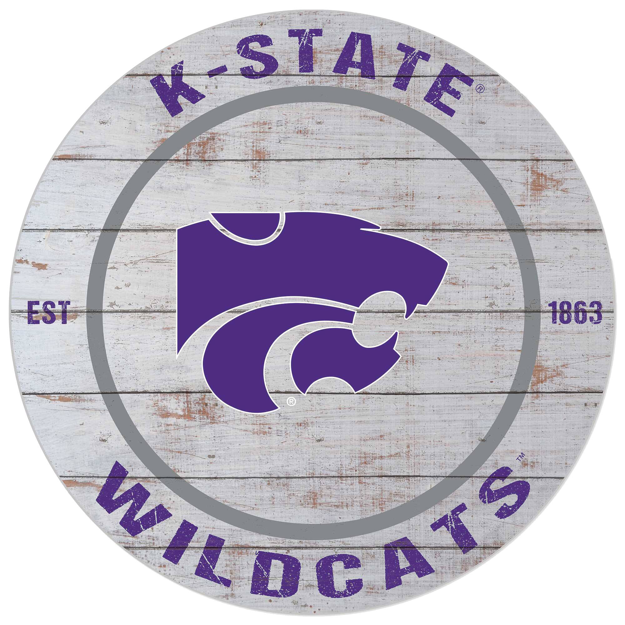 Kansas State Wildcats 20'' x 20'' Indoor/Outdoor Weathered Circle Sign