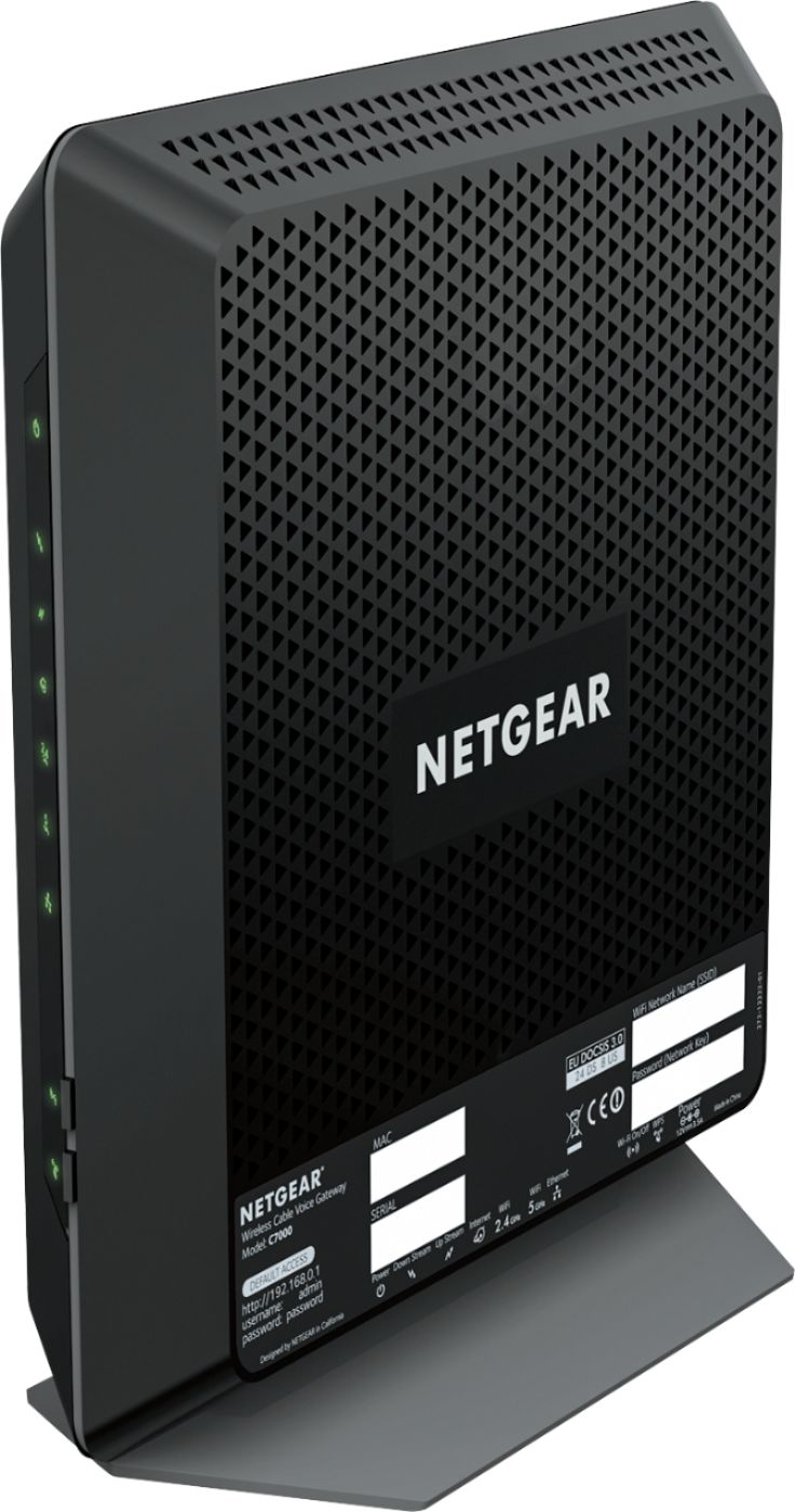 Angle View: NETGEAR - Nighthawk AC1900 Router with DOCSIS 3.0 Cable Modem - Black