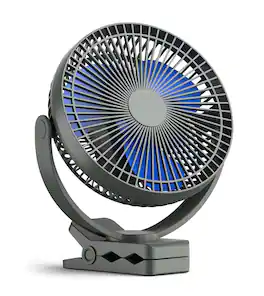 FINEAK - 10000mAh 8-Inch Clip-on Fan | 4 Speeds USB Rechargeable | Office/Golf Cart/Camping Essential