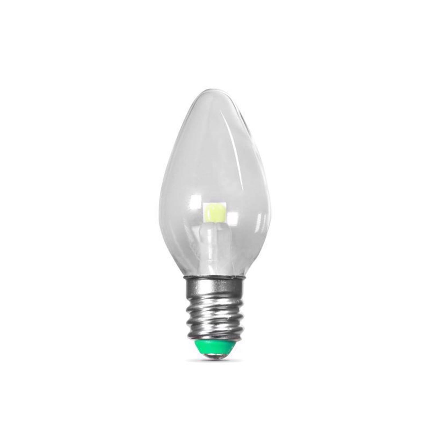 Angle. FEIT ELECTRIC - Feit C7 E12 (Candelabra) LED Bulb Green 0 Watt Equivalence 2 pk.