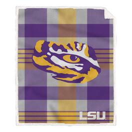 Pegasus - LSU Tigers 60- x 70- Plaid Steel Ultra Cozy Sherpa Blanket - Multicolor