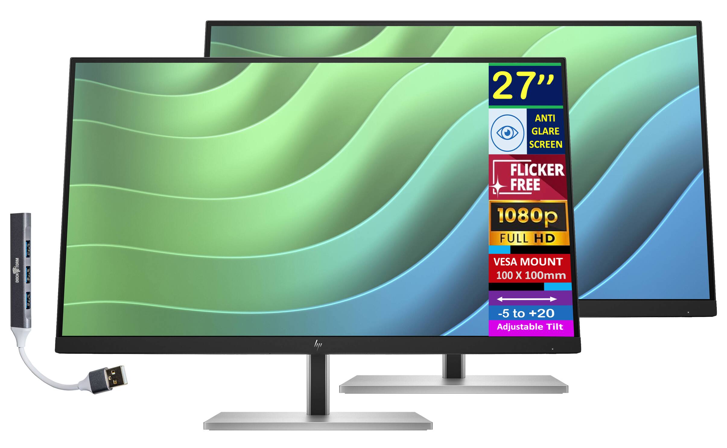 27" ANTI GLARE SCREEN FLICKER FREE  
1080p FULL HD  
VESA MOUNT 100 X 100mm  
-5 to +20 Adjustable Tilt