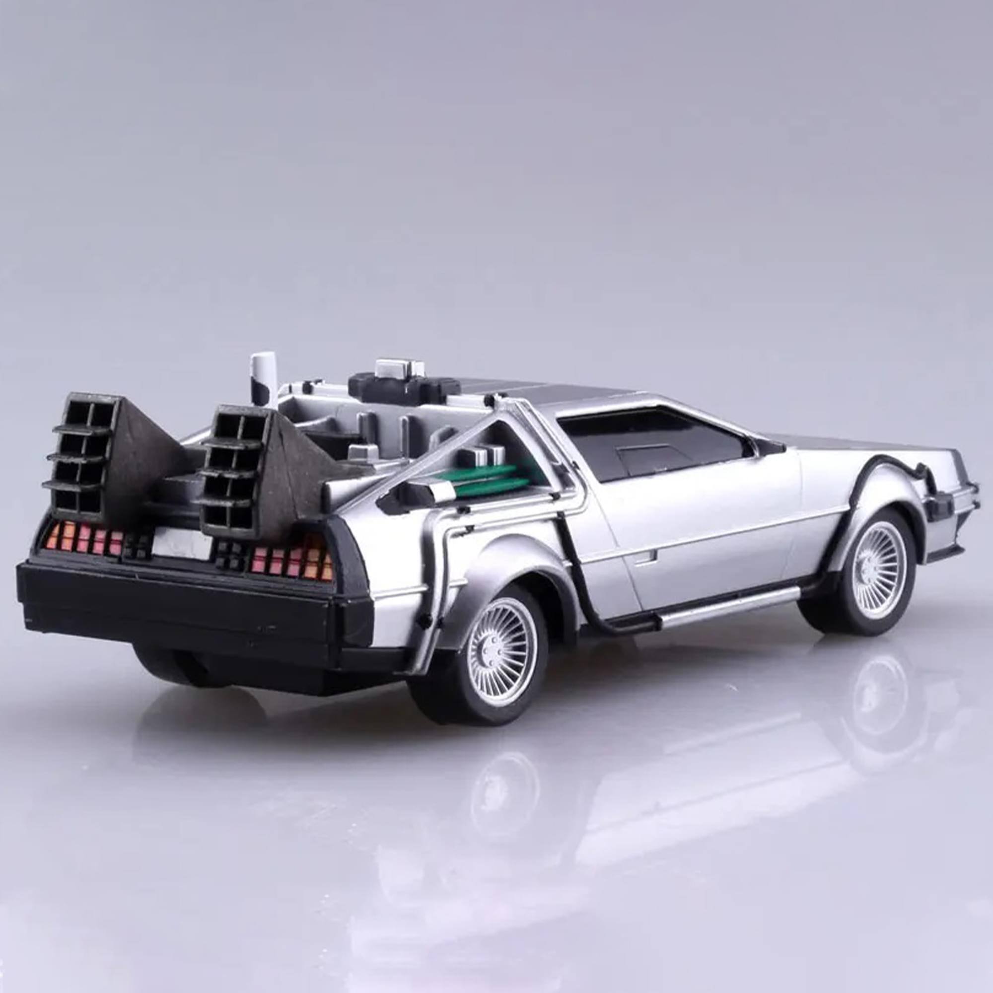 Alt View 10. Aoshima - Back to the Future 2 Pullback DeLorean 1/43 Scale Model Kit - Silver.