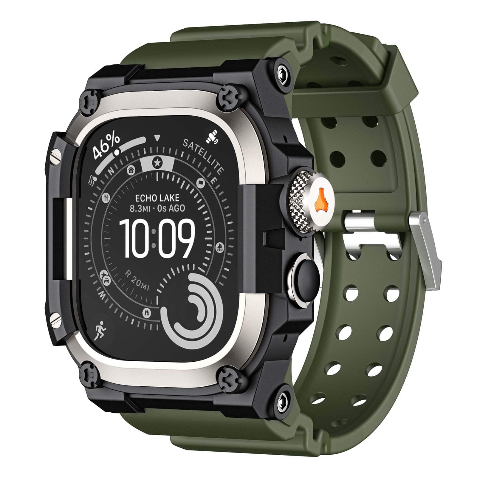 Dteck - Sport Band with Rugged Case for Apple Watch Ultra 3/2/1 49mm, Military Grade Shockproof Cover for Outdoor Adventures - Titanium Green price history on PriceWatchPro