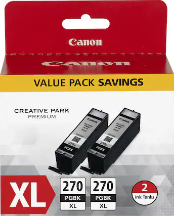 Front. Canon - PGI-270XL 2-Pack High-Yield Ink Cartridges - Black.