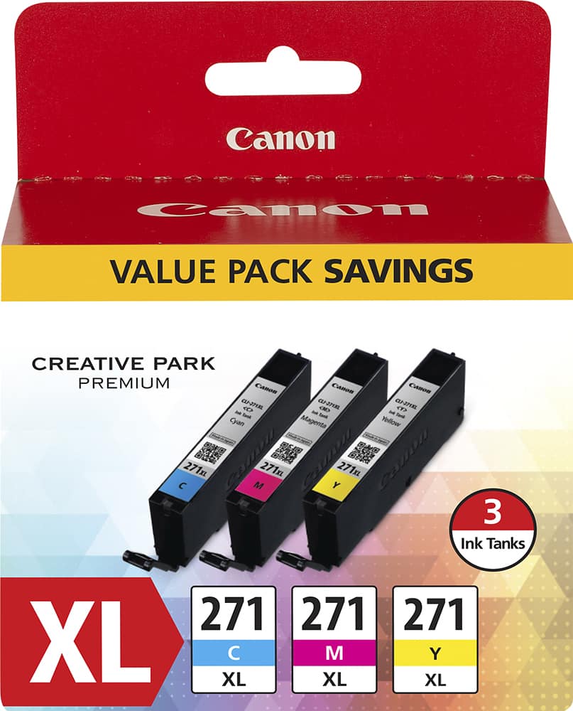 Front. Canon - 271 XL Value Pack High-Yield - Yellow/Magenta/Cyan Ink Cartridges - Cyan/Magenta/Yellow.