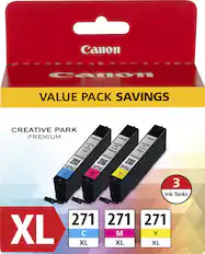 Front. Canon - 271 XL Value Pack High-Yield - Yellow/Magenta/Cyan Ink Cartridges - Cyan/Magenta/Yellow.