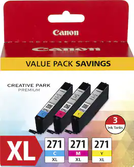 Canon - 271 XL Value Pack High-Yield - Yellow/Magenta/Cyan Ink Cartridges - Cyan/Magenta/Yellow