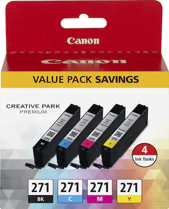 Front. Canon - 271 Value Pack Standard Capacity Ink Cartridges - Black/Cyan/Yellow/Magenta.