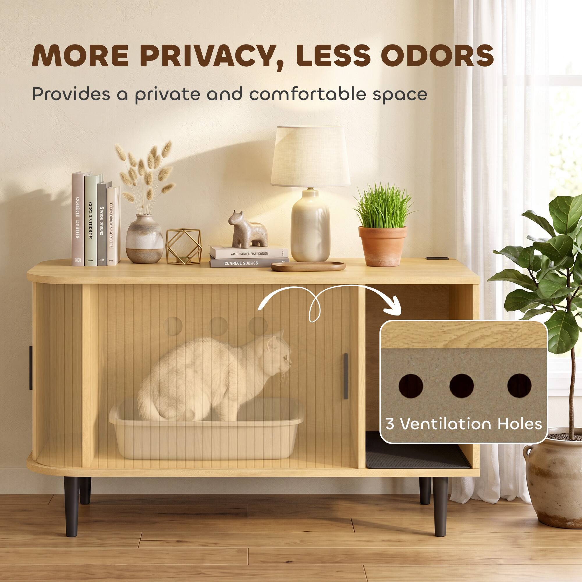 MORE PRIVACY, LESS ODORS  
Provides a private and comfortable space  

3 Ventilation Holes
