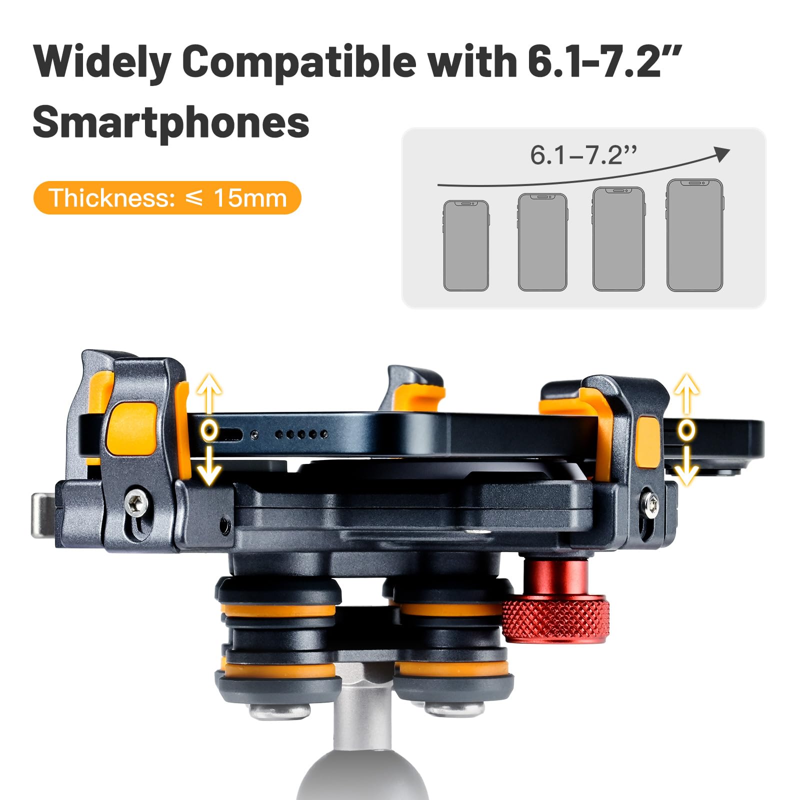 Widely Compatible with 6.1-7.2" Smartphones  
Thickness: ≤ 15mm