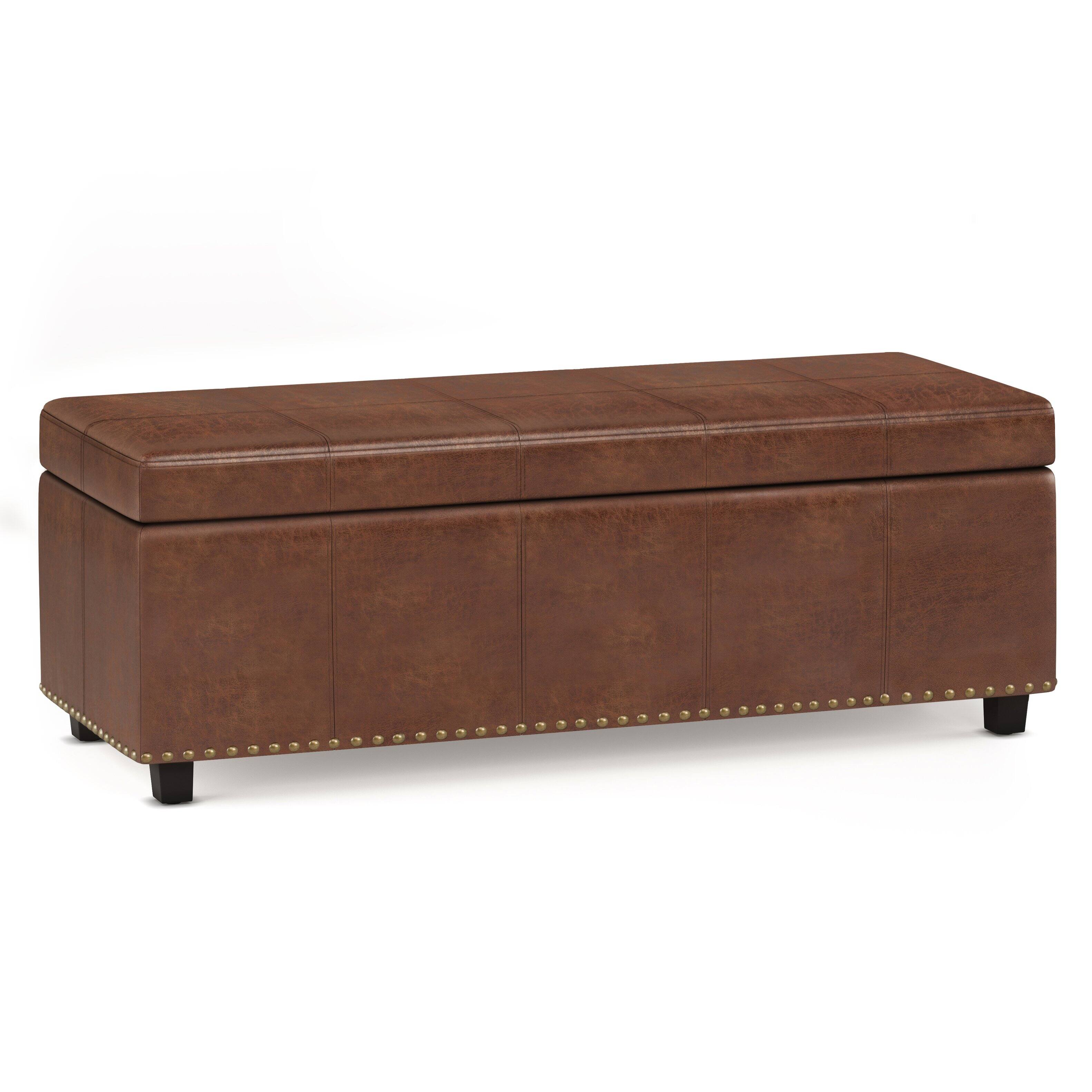 Simpli Home - Kingsley Large Storage Ottoman - Distressed Saddle Brown - Front_Zoom