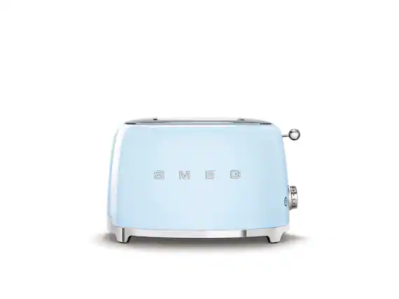 Front. SMEG - SMEG TSF01 2-Slice Wide-Slot Toaster - Pastel Blue.