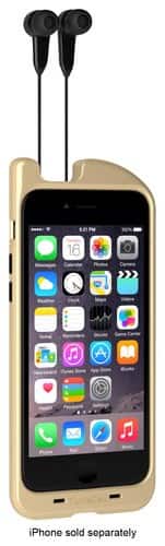 Front. TurtleCell - Retractable Headphone Hard Shell Case for Apple® iPhone® 6 - Gold.
