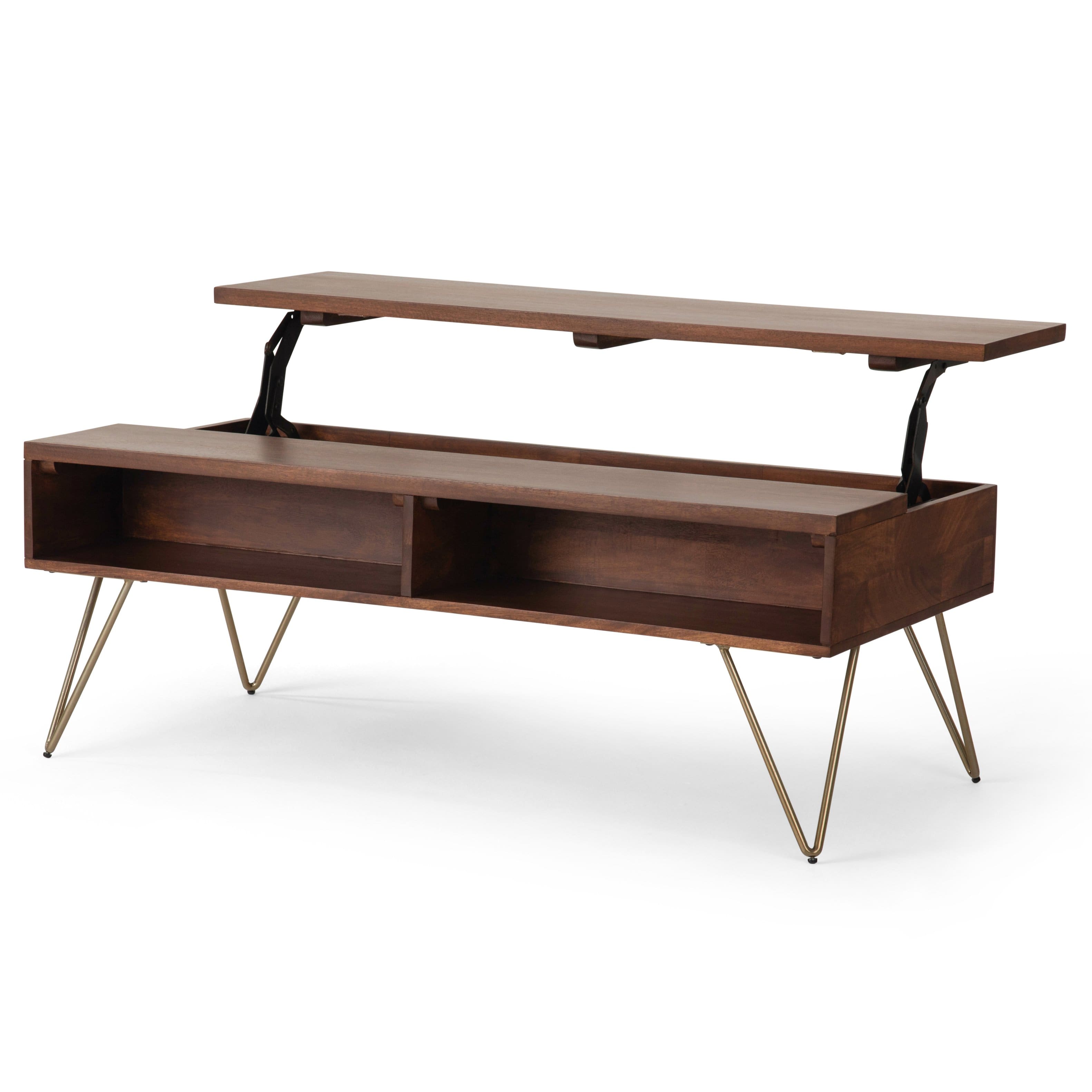 Angle. Simpli Home - Hunter Lift Top Coffee Table - Umber Brown.