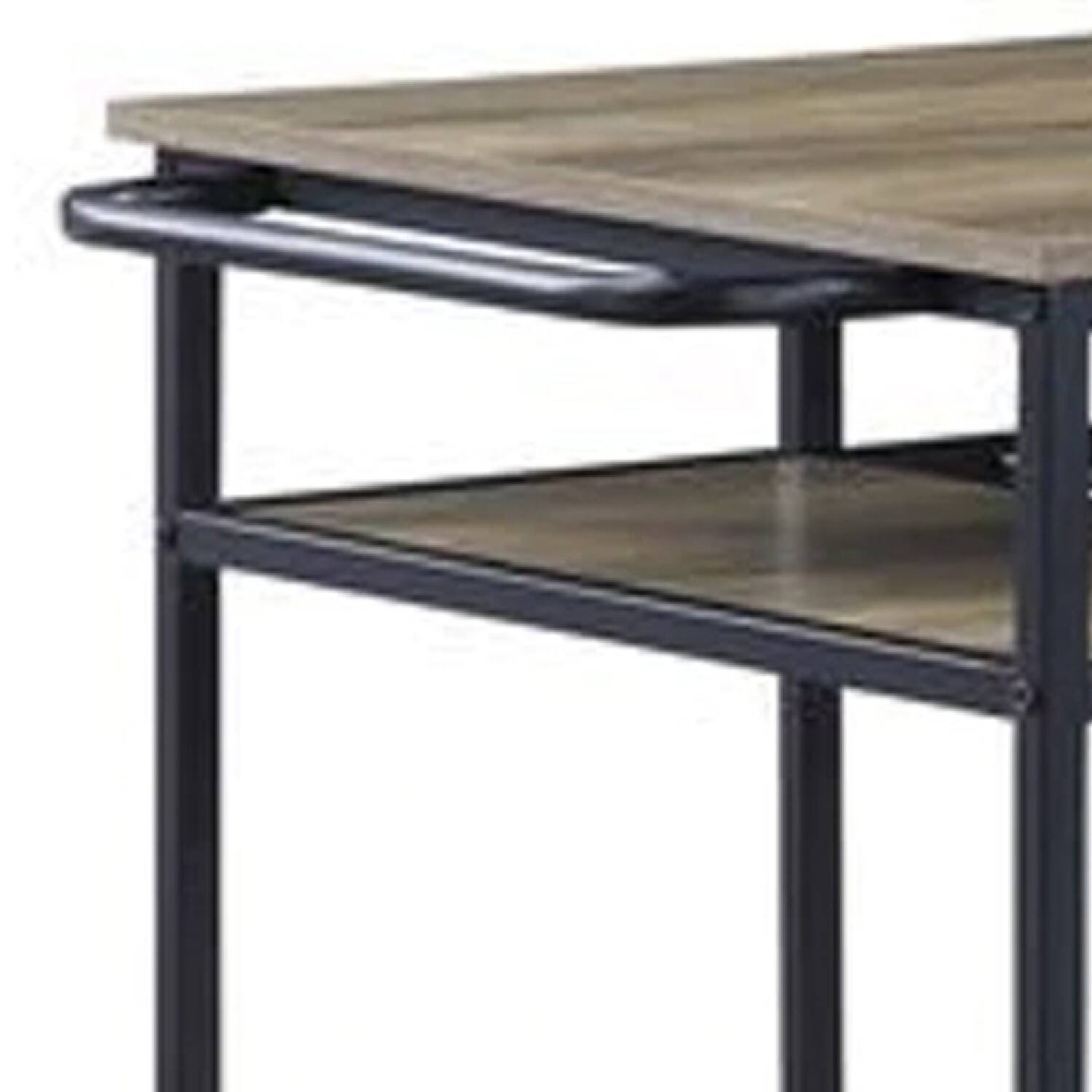 Angle. Manhattan Lane - Kitchen Island with Slatted and Bottom Shelves - Brown.