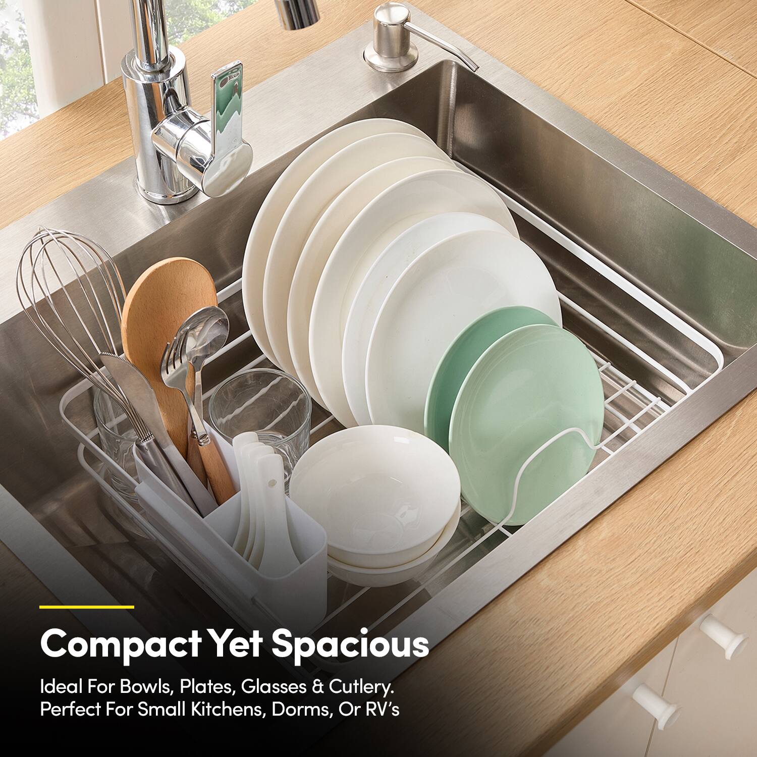 Compact Yet Spacious

Ideal For Bowls, Plates, Glasses & Cutlery. Perfect For Small Kitchens, Dorms, Or RV's
