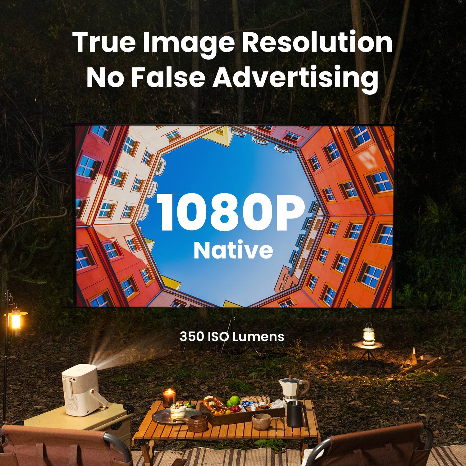 True Image Resolution  
No False Advertising  

1080P Native  

350 ISO Lumens