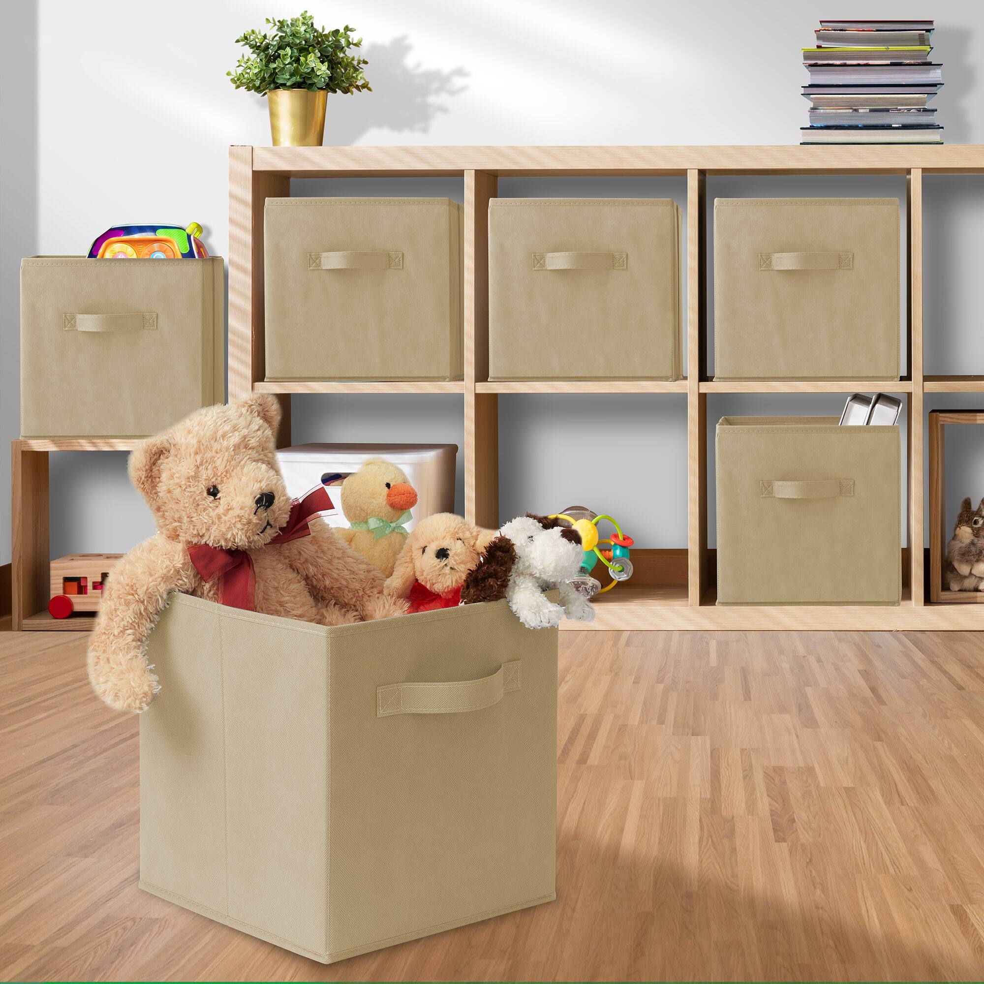 Alt View 4. Casafield - (Set of 12) Collapsible Fabric Cubes - Storage Bins - Sand.