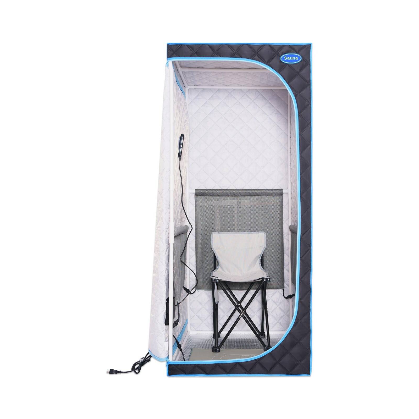 Alt View 8. Glintex - Portable Full Size Infrared Sauna tent，Infrared Panels, Heating Foot Pad,Controller, Foldable Chair .Fast heating. - Black.