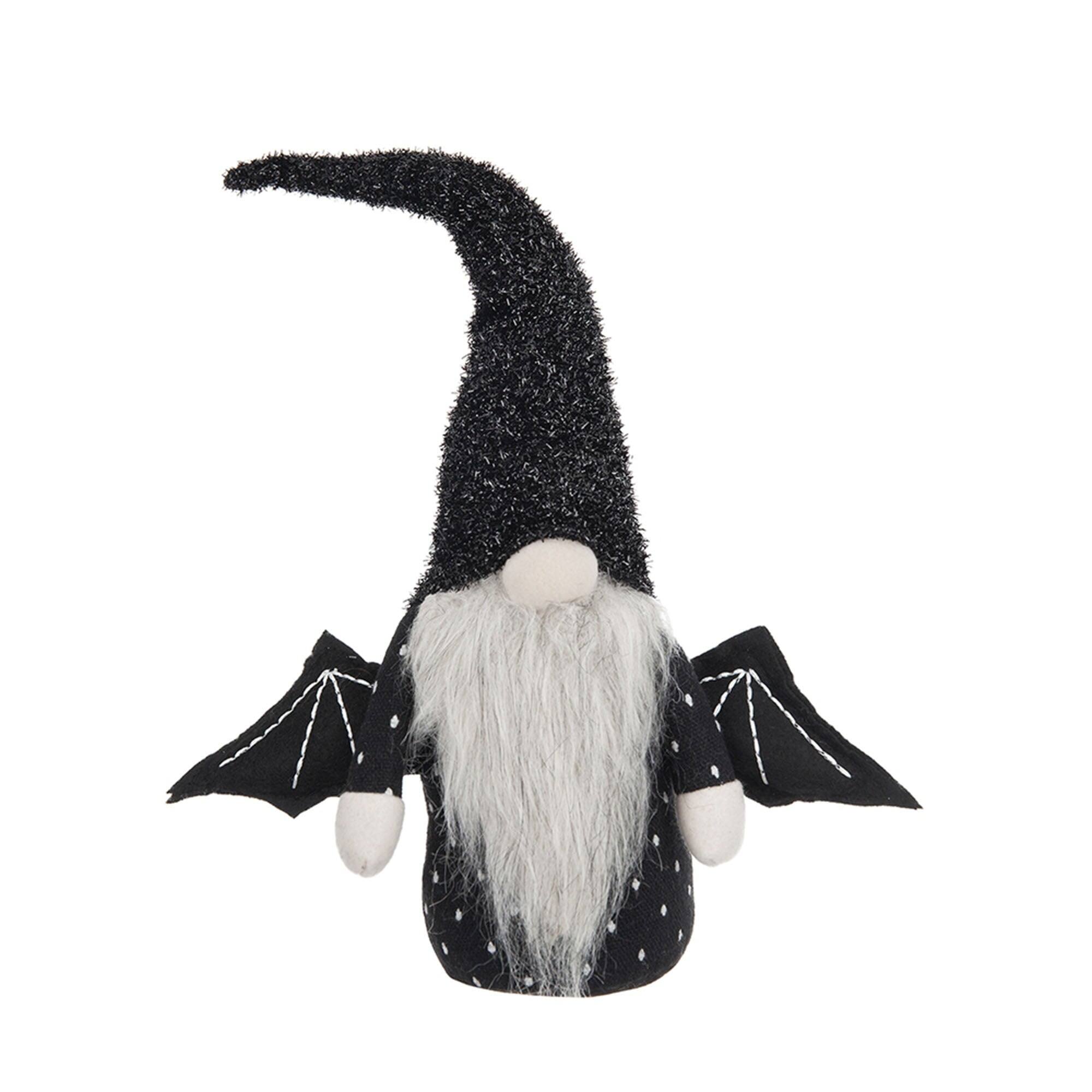 Front. Boyel Living - Indoor Holiday Fantasy Figure Halloween Black Winged Gnome Decor - Black,White.