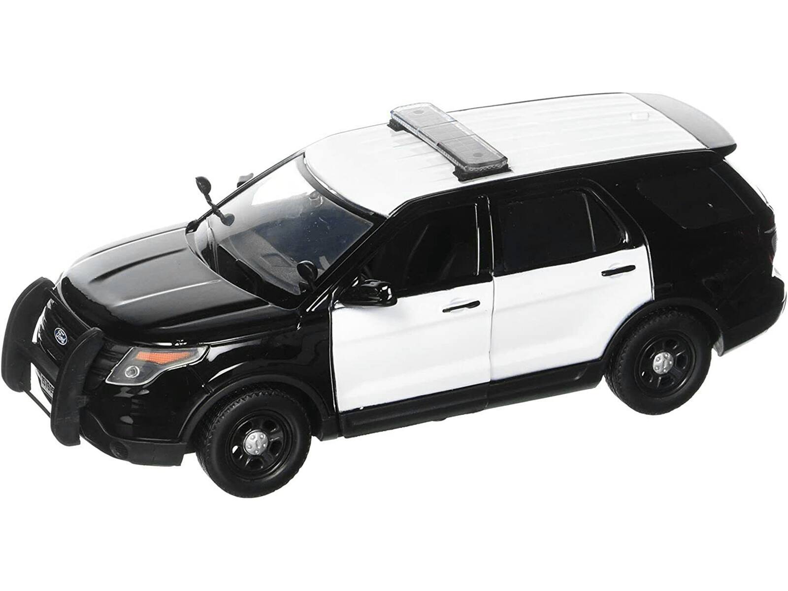 Angle. Motormax - 2022 Ford Police Interceptor Utility Unmarked Black and White 1/24 Diecast Model Car by Motormax - Black And White.
