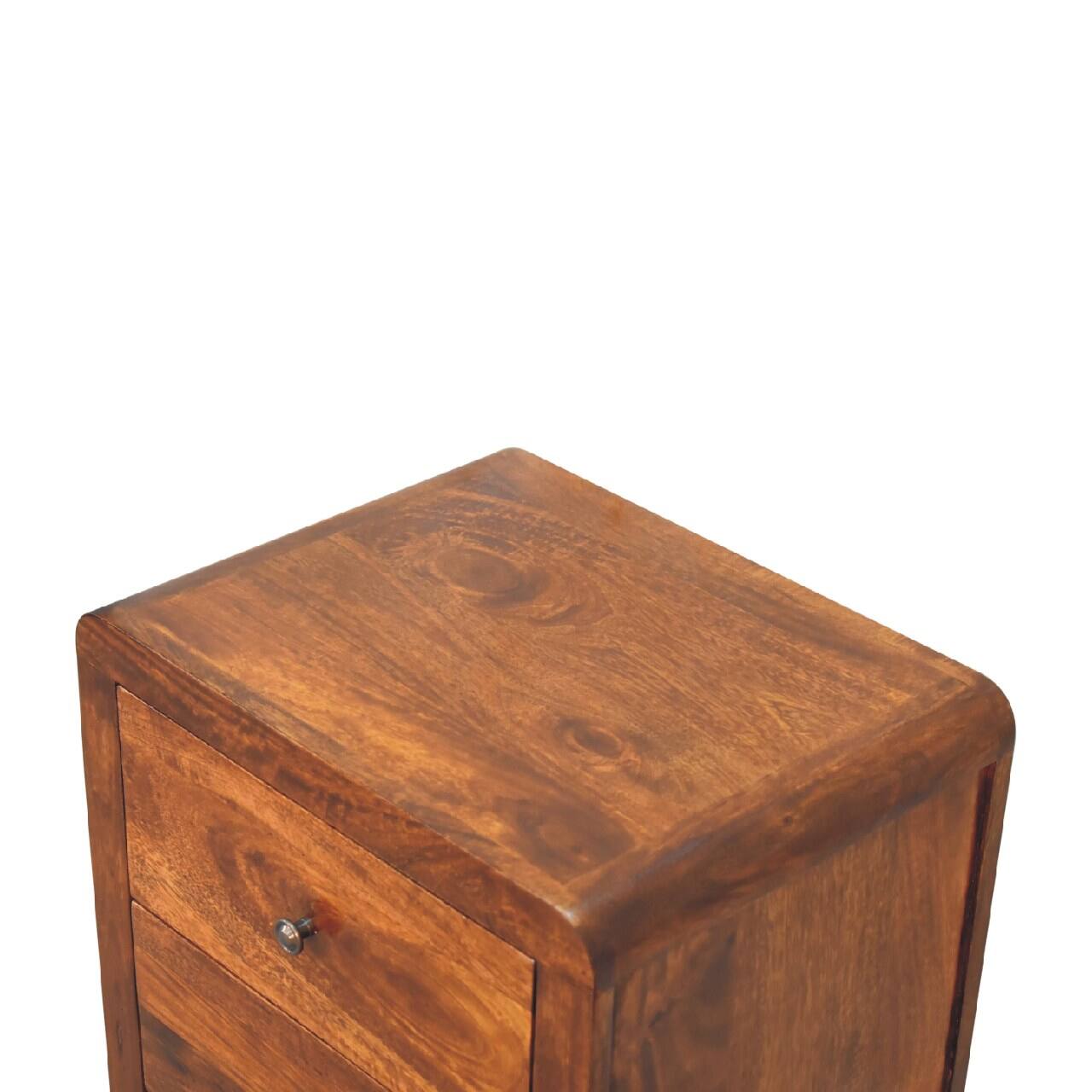 Alt View 2. Artisan Furniture - Artisan Furniture Solid Wood Naya Nightstand, 3 Drawers, Dark Brown - Chestnut.