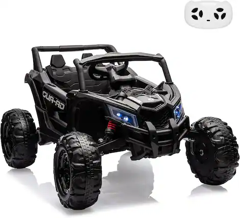 Front. Electrodes Masters - 24V 2 Seater Ride on UTV Car, Battery Powered Electric Vehicle with Remote Control, Spring Suspension, 2 Motors, USB, - Black.