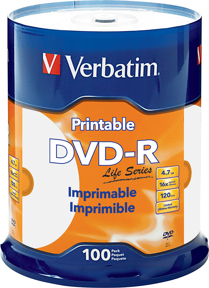 silencio erección Skalk Verbatim 16x DVD-R Discs (100-Pack) White 98491 - Best Buy