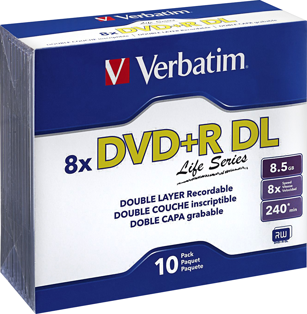 palm Wink Dialogue Verbatim Life Series 8x DVD+R DL Disks with Jewel Slim Cases (10-Pack)  Matte Silver 98435 - Best Buy