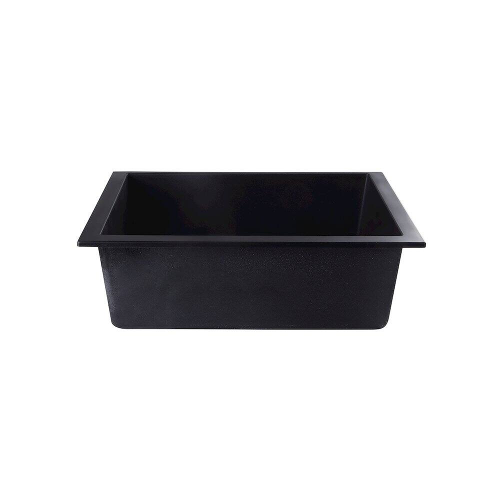 Alt View 1. Alfi - Black 24" Undermount Single Bowl Granite Composite Kitchen Sink - Black.