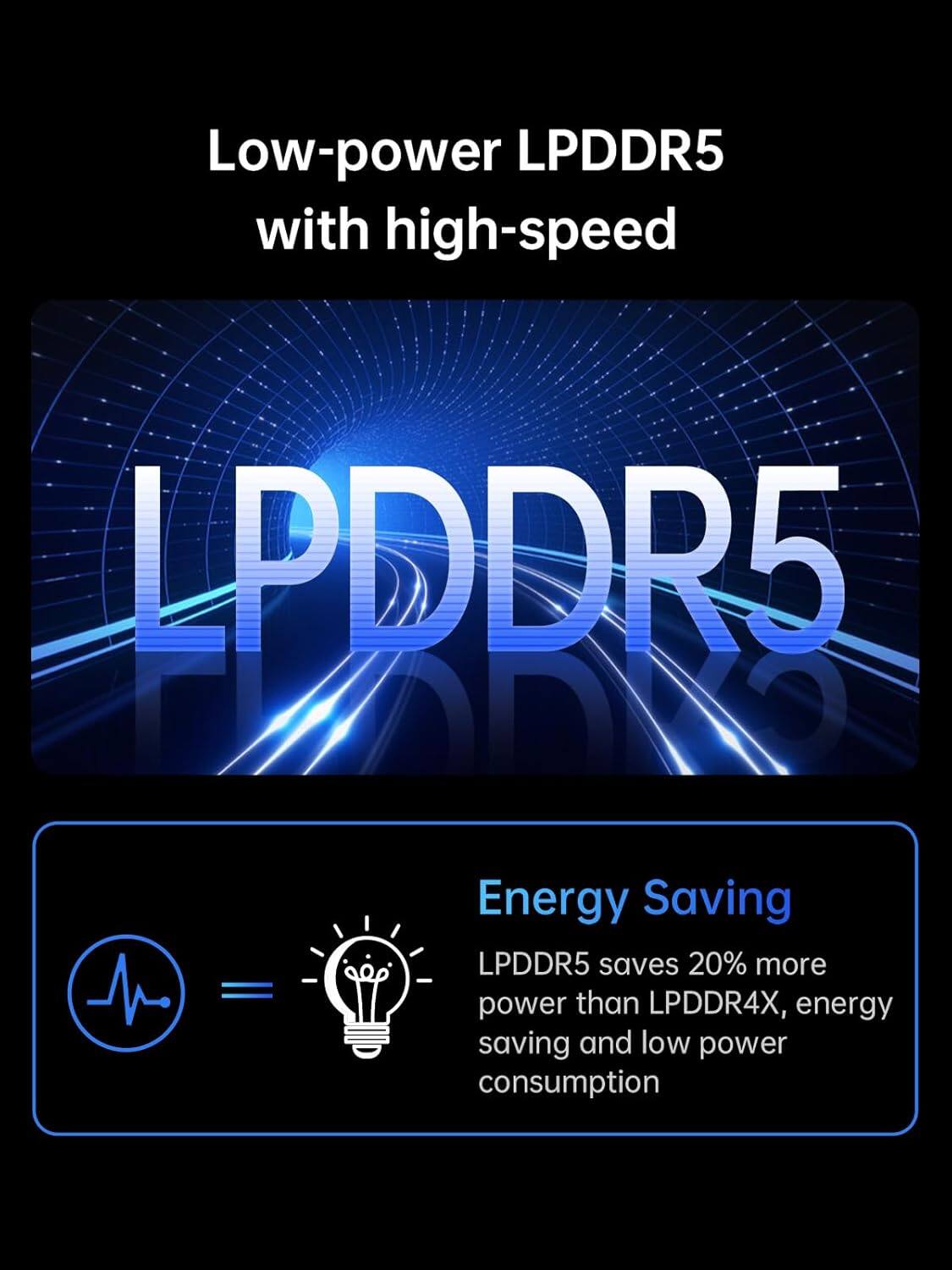 Low-power LPDDR5 with high-speed

LPDDR5

Energy Saving

LPDDR5 saves 20% more power than LPDDR4X, energy saving and low power consumption