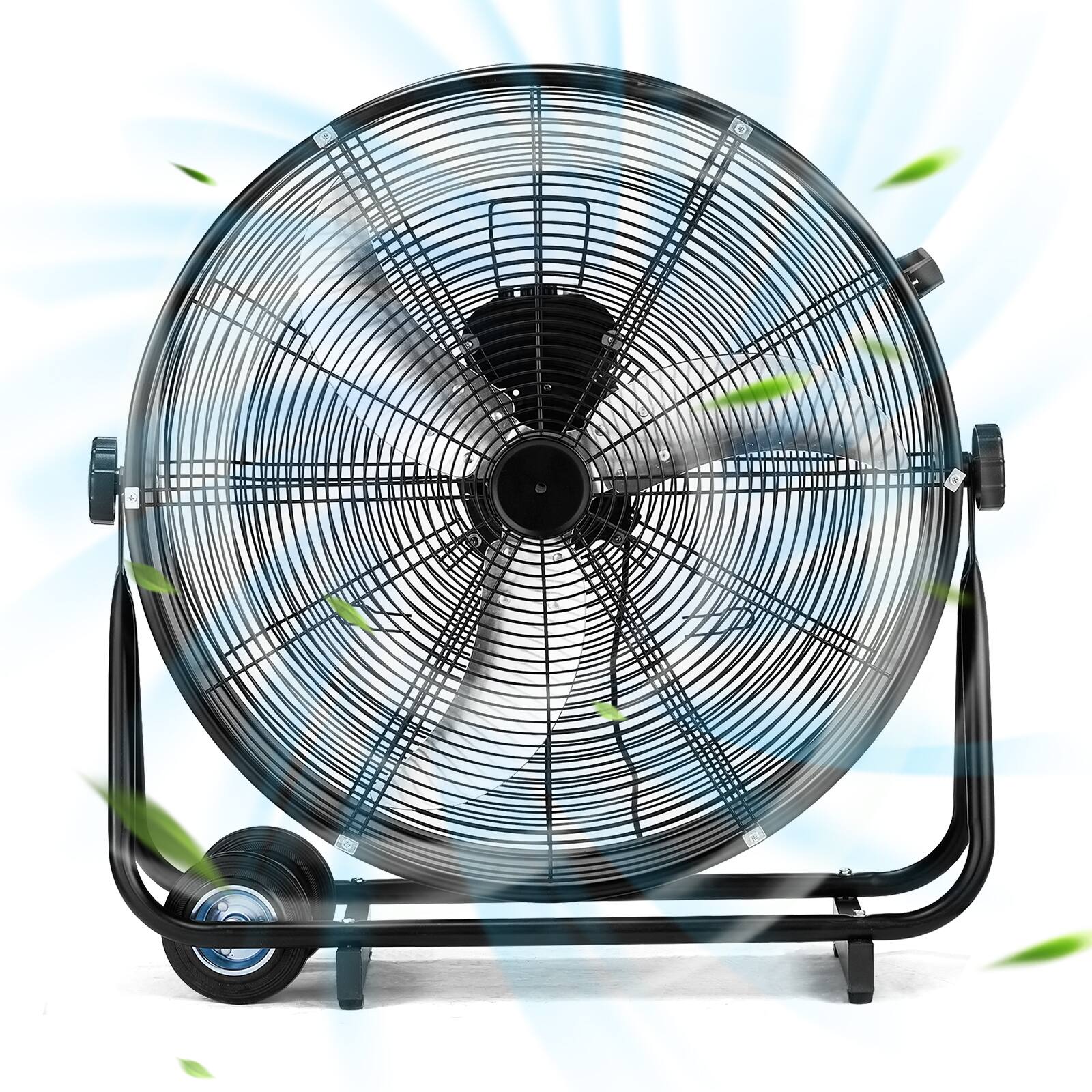 Alt View 1. Winado - 30 inch Industrial Drum Fan, 13000CFM High Velocity Metal Floor Fan with Handle, 3-Speeds, Air Circulator for Gym, Barn - Black.