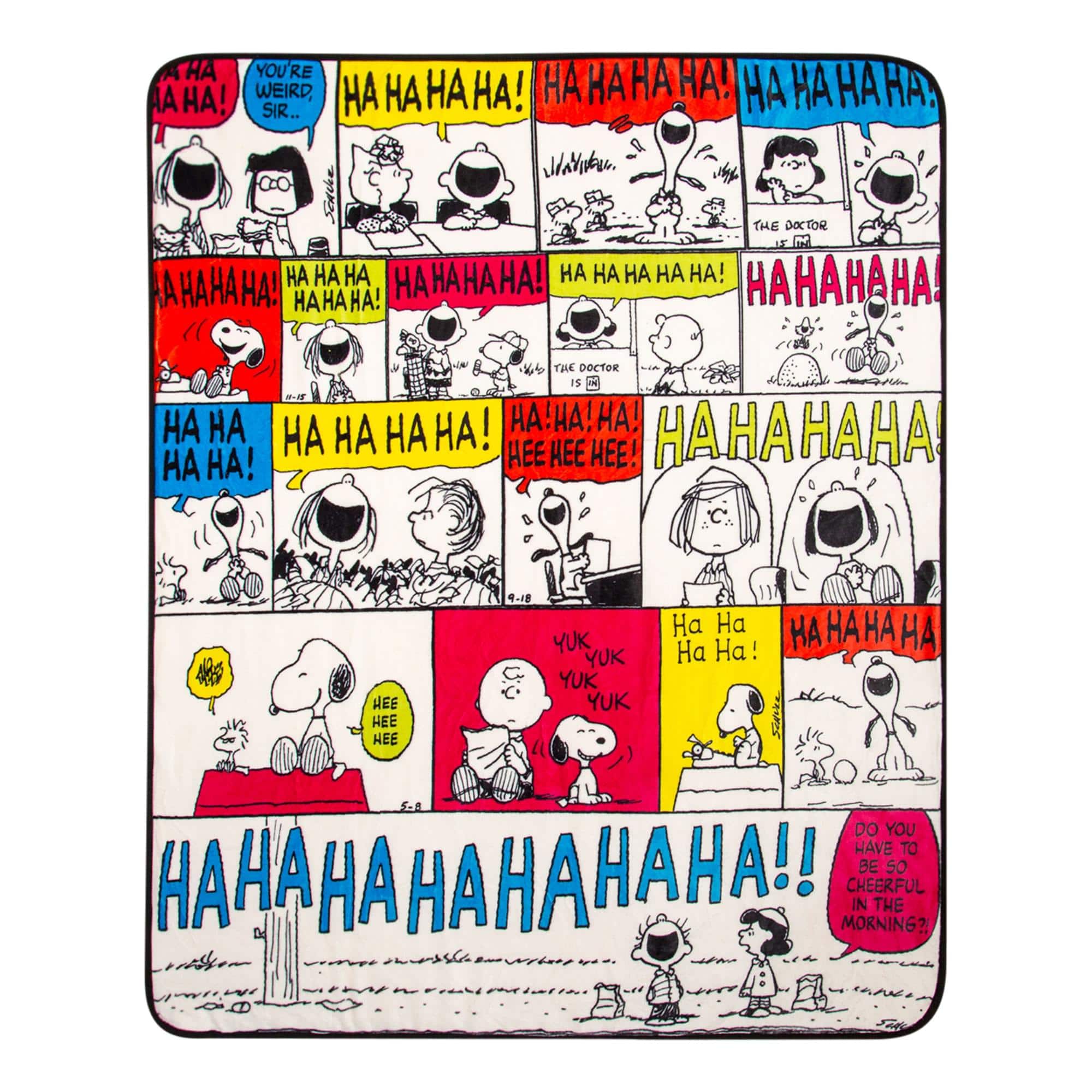 Silver Buffalo - Peanuts "Ha Ha Ha" Comic Strip Panels Sherpa Throw Blanket | 50 x 60 Inches - Red