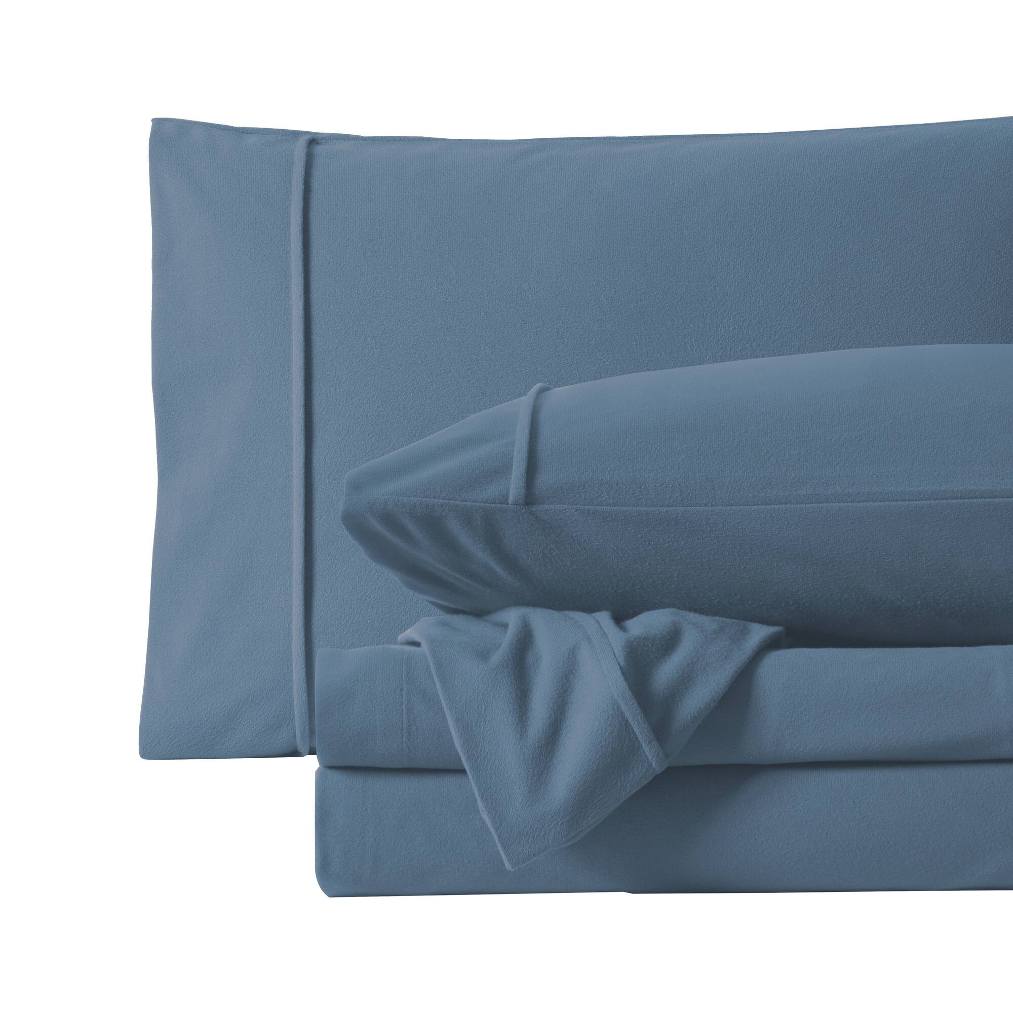 Angle. Sweet Home Collection - Solid Flannel Sheets Warm and Cozy Extra Deep Pockets, Full - Denim.