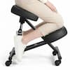 Front. VEVOR - Ergonomic Kneeling Chair with Wheels, Mobile X-Shaped Posture Knee Chair with Adjustable Height & Thick Foam Cushions - Black.