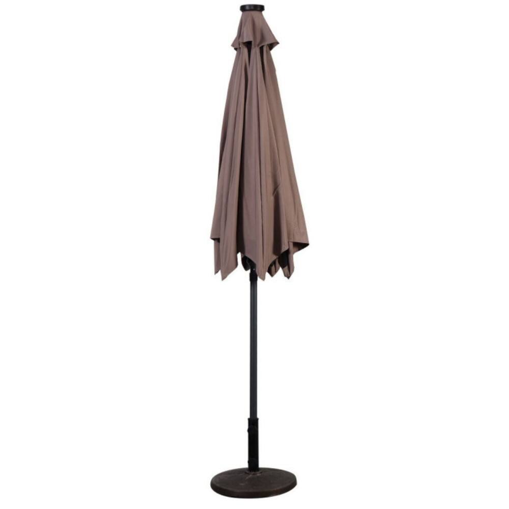 Alt View 1. Mondawe - 9 Feet Patio Umbrella LED Solar with Crank - Tan.